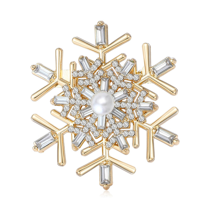 Geometric Crystal Snowflake Brooch In Five Colorways