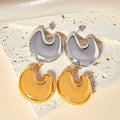Chunky C-Shape Polished Stud Earrings Gold Or Steel Metal view 2