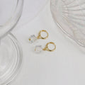 Champagne and Clear Cube Gold Tone Small Huggie Earrings view 4