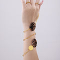 Leopard Acrylic Disc Paperclip Long Sweater Necklace Gold view 3