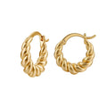 Gold Tone Twisted Rope Hinge Hoop Earrings Metal Pair view 5