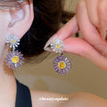 Colorful Daisy Crystal Drop Stud Earrings Fashion Jewelry view 4