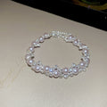Pink Pearl Crystal Flower Necklace Bracelet Jewelry Set view 8