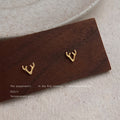 Gold Mini Deer Antler Horn Shaped Stud Earrings Pair view 4