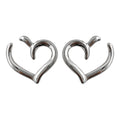 Silver Open Outline Heart Stud Earrings Minimal Metal view 5