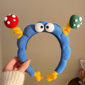 Blue Plush Cartoon Mushroom Antenna Googly Eye Headband view 4