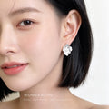 Silver-Tone Textured Flower Stud Earrings Matte Finish view 2