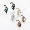 Curled Long Feather Crystal Brooch in Six Metal Colors view 1