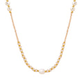 Pearl Stone Glass Bead Necklace Gold Spacers Soft Pink view 5