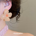 Cream Resin Flower Stud Earrings With Orange Centers view 3