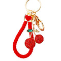 Jeweled Strawberry Keychain with Plain Fortune and Braided Loop Options view 5