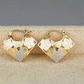 Two Tone Floral Cutout Diamond Hoop Earrings Polished Statement Fashion Jewelry view 2