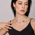 Freshwater Pearl Turquoise Y Necklace And Pearl Drop Hoop Earrings view 4