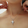 Starburst Zircon Pendant Snake Chain Necklace Stainless Steel view 4