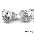 Layered Heart Crystal Stud Earrings in Three Metal Tones view 5