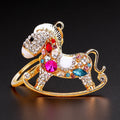 Jeweled Rocking Horse Keychain with Multicolor Faceted Stones view 4