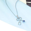 White Metal Stethoscope Heart Blue Stone Pendant Necklace view 3