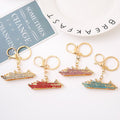 Rhinestone Cruise Ship Keychain Gold Metal Charm Four Colors view 1