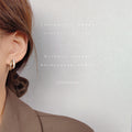 Gold Tone Double Line Rectangular Huggie Hoop Earrings view 2