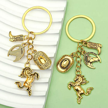 Western Cowboy Charm Keychains in 31 Pictured Variations for Bags and Keys