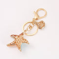 Enamel Starfish Shell Keychain Multicolor Rhinestone Charm view 4