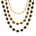 Gold Bamboo Spacer Beaded Necklace OT Toggle Clasp Pearl Agate Tiger Eye view 5