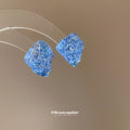 Textured Blue Irregular Geometric Resin Stud Earrings view 4