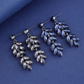 Gold Tone Champagne Leaf Dangle Four Designs Metal Dangle Earrings view 3