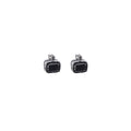 Antique Silver Black Rectangular Small Huggie Earrings view 5