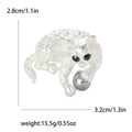 Textured Cat Playing Ball Brooch in Gold and Silver view 7
