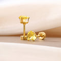 Yellow Heart Crystal Look Gold Tone Small Stud Earrings view 6
