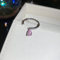 Silver Open Rings with Teardrop Dangle Clear Pink Teal view 8