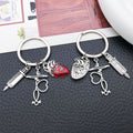 Syringe Stethoscope Heartbeat and Red Heart Keychains view 3