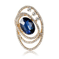 Oval Orbit Crystal Brooch in Emerald Green or Navy Blue view 5
