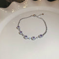 Purple Round Crystal Bracelet And Clear Marquise Leaf Bracelet In Silver Tone view 6