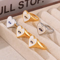Heart Evil Eye Signet Ring Enamel Titanium Steel Gold Steel view 4