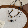 Black Beaded Tiger Eye Accent Strand Necklace Pendant Jewelry view 6
