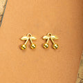Twin Cherry Detailed Metal Charm in 4 Decorative Finishes view 7