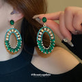 Crystal Oval Drop Earrings in Three Colorways Decorative Jewelry view 2