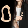 Gold Tone Circular Loop Irregular Two Designs Metal Brooch Pin view 3