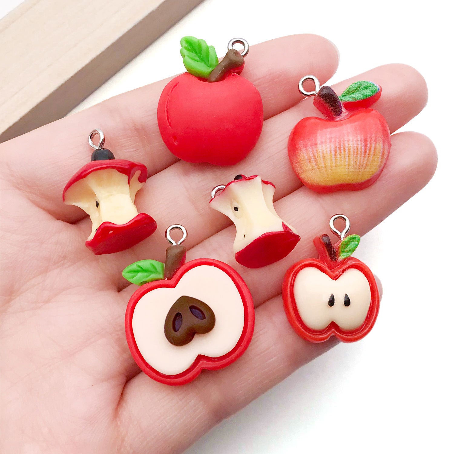 Acrylic 3D Apple Fruit Charm Pendant for DIY Bracelet Necklace Earrings Jewelry Making