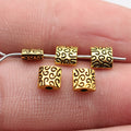 5.4x5.4x2.9mm 0.3g Antique Gold Zinc Alloy Carved Square Spacer Beads for DIY Bracelet Jewelry Making