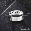 Steel Star Moon Spinner Ring Black Motifs Sizes 6-13 view 4
