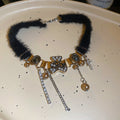 Plush Choker Necklaces With Star Bear And Crystal Drop Charms view 6
