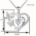 Silver Tone Heart Butterfly Pendant Necklace I Love You Engraved view 4