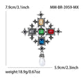 Baroque Cross Crystal Brooch With Pearl Drop in Six Colors view 9