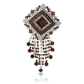 Geometric Beaded Fringe Brooch with Polished Metal and Decorative Accents view 5