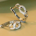 Two Tone Crystal Oval Hoop Earrings Polished Jewelry Accessory view 2