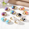 Gold Tone Small Hoop Earrings with Irregular Acrylic Loops view 1