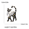 Striped Enamel Cat Brooch in Black or White Finish view 6